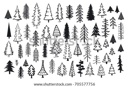 cute abstract conifer pine fir christmas needle trees collection