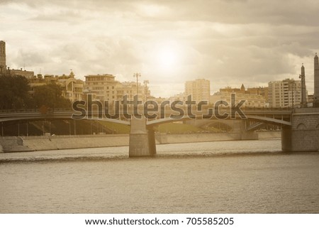 Moscow-river, bridge and buildings