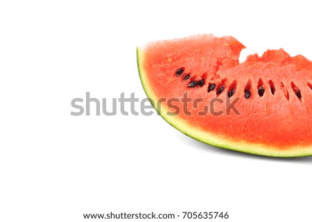 Red watermelon Sliced with space for text input isolated on white background 