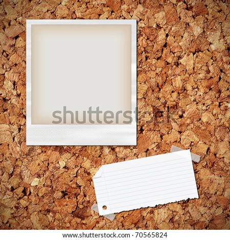 sticky notes , paper and photo , picture frame on background