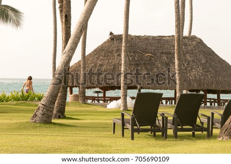 tropical pavilion on the beach of Caribbean sea 