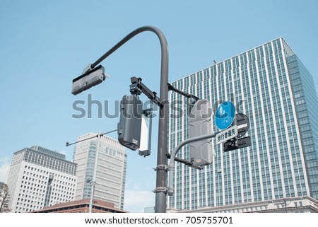 Signal Lighting Poles with building