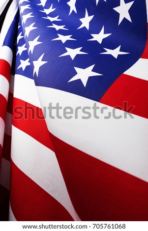 Beautifully waving star and striped United States of America flag.Studio shot