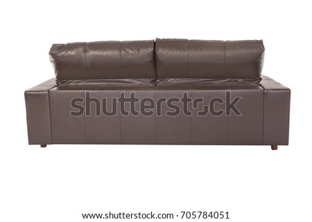 Large brown sofa cozy leather isolated on white background