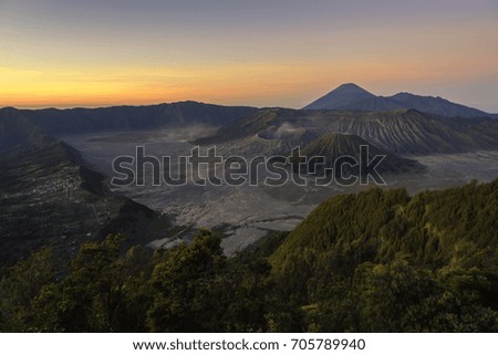 wonderful sky in morning at Mount Bromo Lanscape, East Java, Indonesia