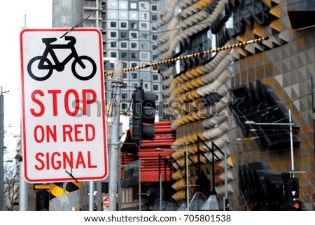 Bike "Stop on red signal" - Road sign, Australia