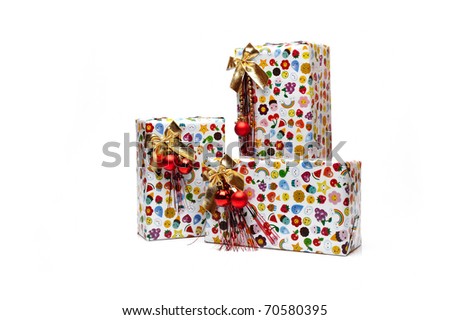 beautiful presents boxes. isolated on white background