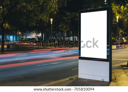 Advertisement mock-up. Lightbox at night. Horizontal.