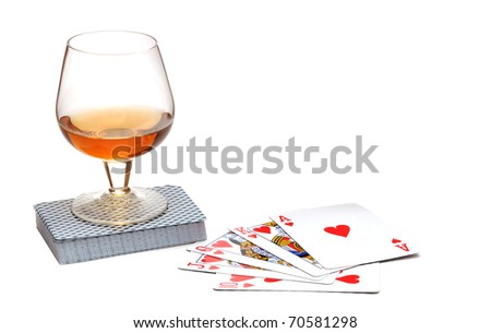 Royal flush from the poker cards on white background