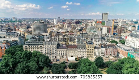 Aerial view of central London from Holborn Royalty-Free Stock Photo #705835357
