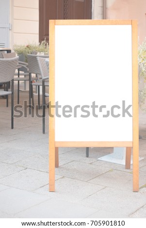 Signboard frame stand blank menu cafe, bar, restaurant outdoors