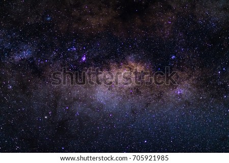 The austral Milky Way, with details of its colorful core, outstandingly bright. Captured from the Southern Hemisphere.