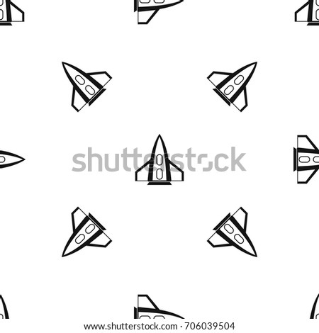 Rocket pattern repeat seamless in black color for any design. Vector geometric illustration