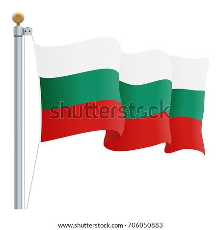Waving Bulgaria Flag Isolated On A White Background. Vector Illustration. Official Colors And Proportion. Independence Day
