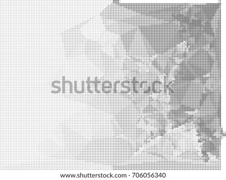 Gray monochrome abstract background. Spotted halftone effect. Raster clip art