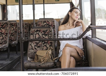 the photo of the girl.public transport