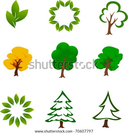 Set of Tree Icons - Vector EPS10