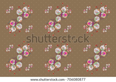 Watercolor floral pattern in beige and green colors. Raster romantic background for web pages, wedding invitations, textile, wallpaper.