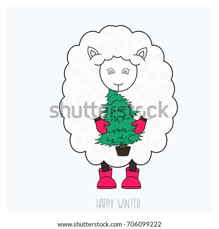 Cute sheep with Christmas  