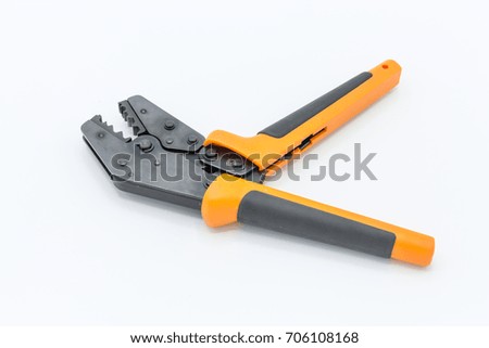 Wire strippers on white background.