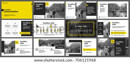 Yellow presentation templates elements on a white background. Vector infographics. Use in Presentation, flyer and leaflet, corporate report, marketing, advertising, annual report, banner. Royalty-Free Stock Photo #706121968