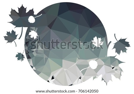 Round mosaic background with maple leaves silhouettes. Vector clip art.
