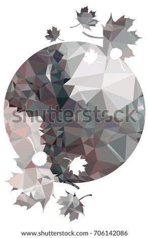 Round mosaic background with maple leaves silhouettes. Vector clip art.