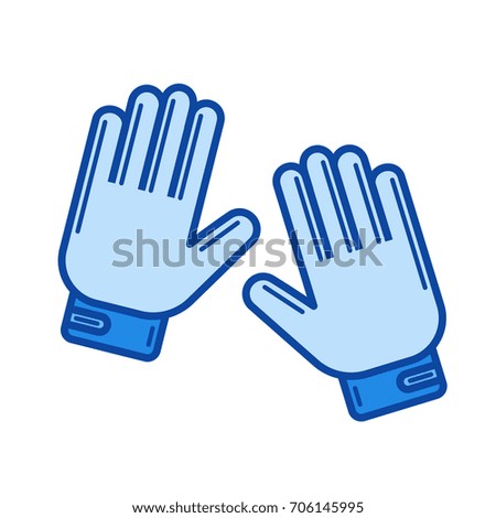 Moto gloves vector line icon isolated on white background. Moto gloves line icon for infographic, website or app. Blue icon designed on a grid system.