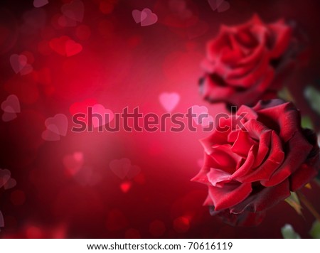 Roses and Hearts background.Valentine or Wedding Card.