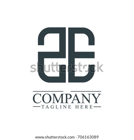 Initial Letter ZE Linked Box Design Logo