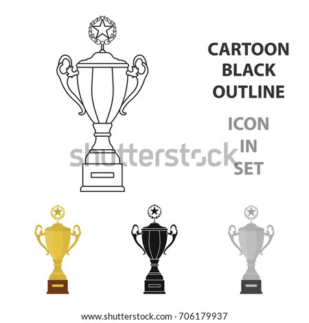 Trophy icon in cartoon style isolated on white background. Winner cup symbol stock vector illustration.