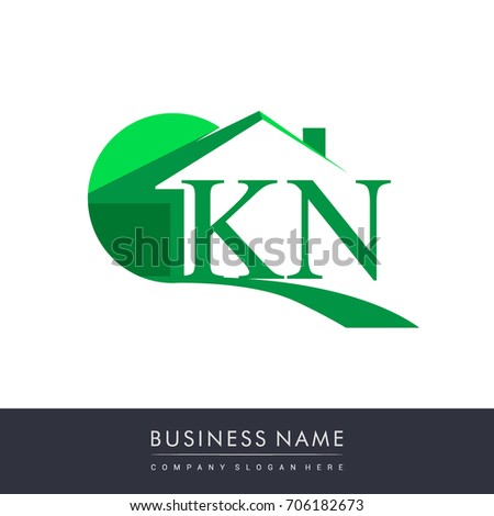 initial logo KN with house icon, business logo and property developer.