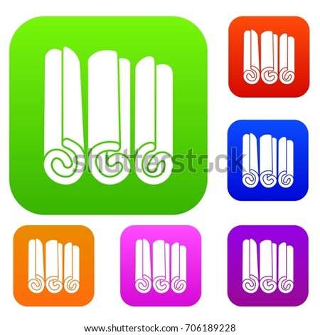 Cinnamon sticks set icon in different colors isolated vector illustration. Premium collection