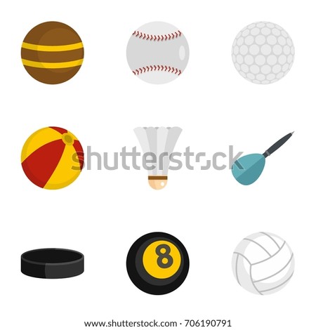 Game equipment icons set. Flat style set of 9 game equipment vector icons for web design