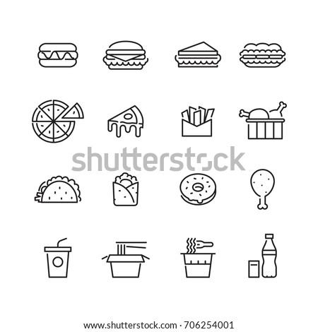 icon fast foods, vector
