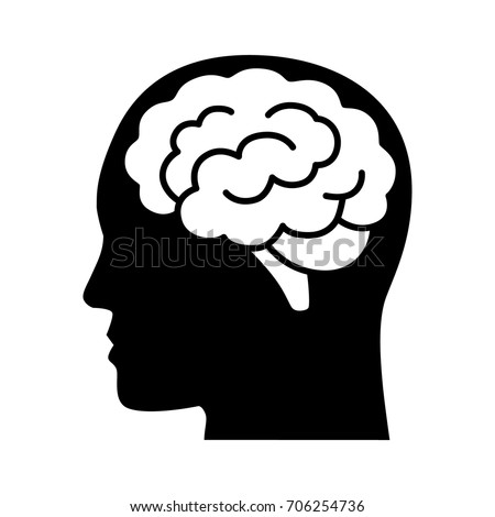 Brain or mind side view inside head flat vector icon for medical apps and websites