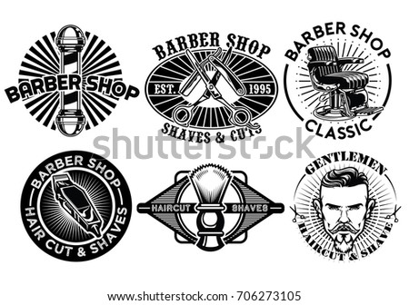 barbershop concept badge design set
