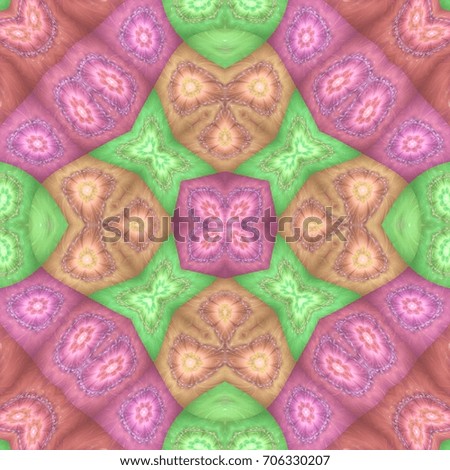 Soft bright pastel fractal tile in boho style