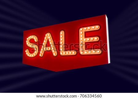 colorful led SALE sign. 
isolated on dark background with clipping part