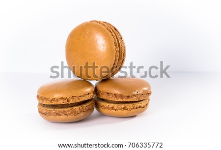 brown macaroons isolated on white