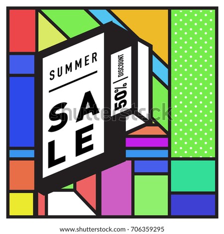 Abstract Colorful Geometric Summer Sale background design template. Trendy and Colorful Pattern design for fabric background and wallpaper. Summer Promotion and discount poster design.