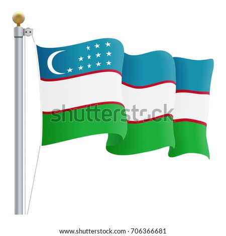 Waving Uzbekistan Flag Isolated On A White Background. Vector Illustration. Official Colors And Proportion. Independence Day