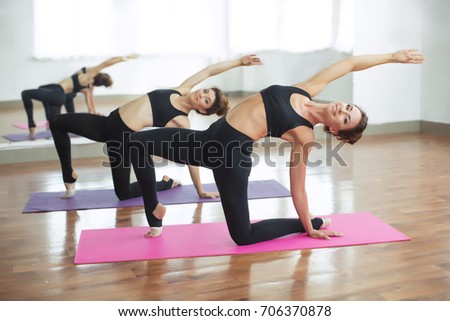 Women doing yoga 