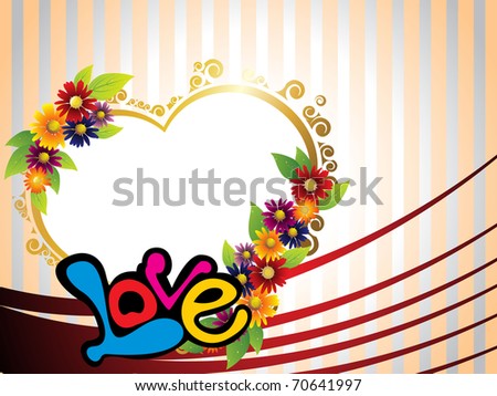 abstract lines background with colorful blossom decorated isolated heart frame