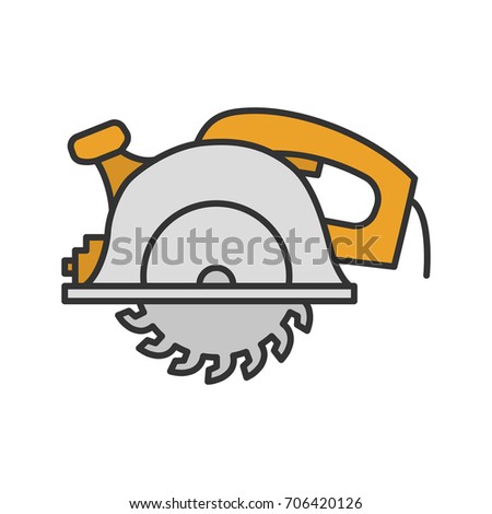 Circular saw color icon. Disc saw. Isolated vector illustration