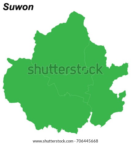 map of Suwon with borders of the regions Royalty-Free Stock Photo #706445668