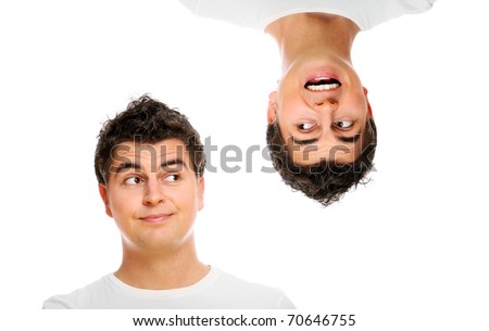 A picture of two funny faces over white background