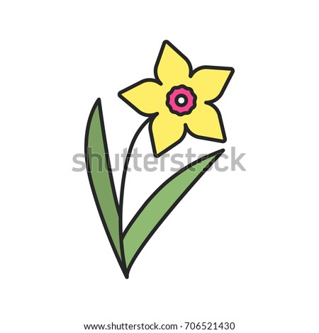 Daffodil color icon. Narcissus. Isolated raster illustration
