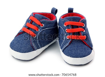 Blue baby shoes isolated on white background Royalty-Free Stock Photo #70654768