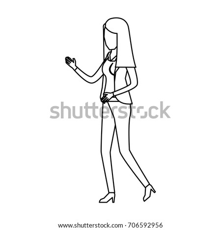 business woman faceless in jacket and pants sketch silhouette in white background vector illustration